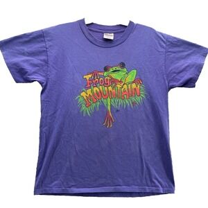 Vintage Oneita Tee Men Large Tree Frog Mountain Surf Skate 90s Retro Made in USA